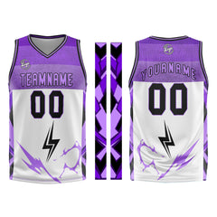 Custom White Purple Basketball Jersey Uniform Suit Printed Your Logo Name Number