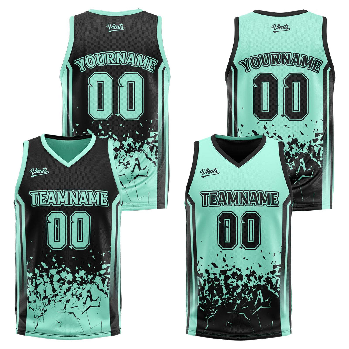 Custom Black Light Green Reversible Basketball Suit for Adults and Kids Personalized Jersey