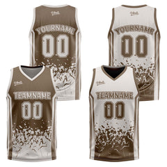 Custom Dull Brown Grey Reversible Basketball Suit for Adults and Kids Personalized Jersey