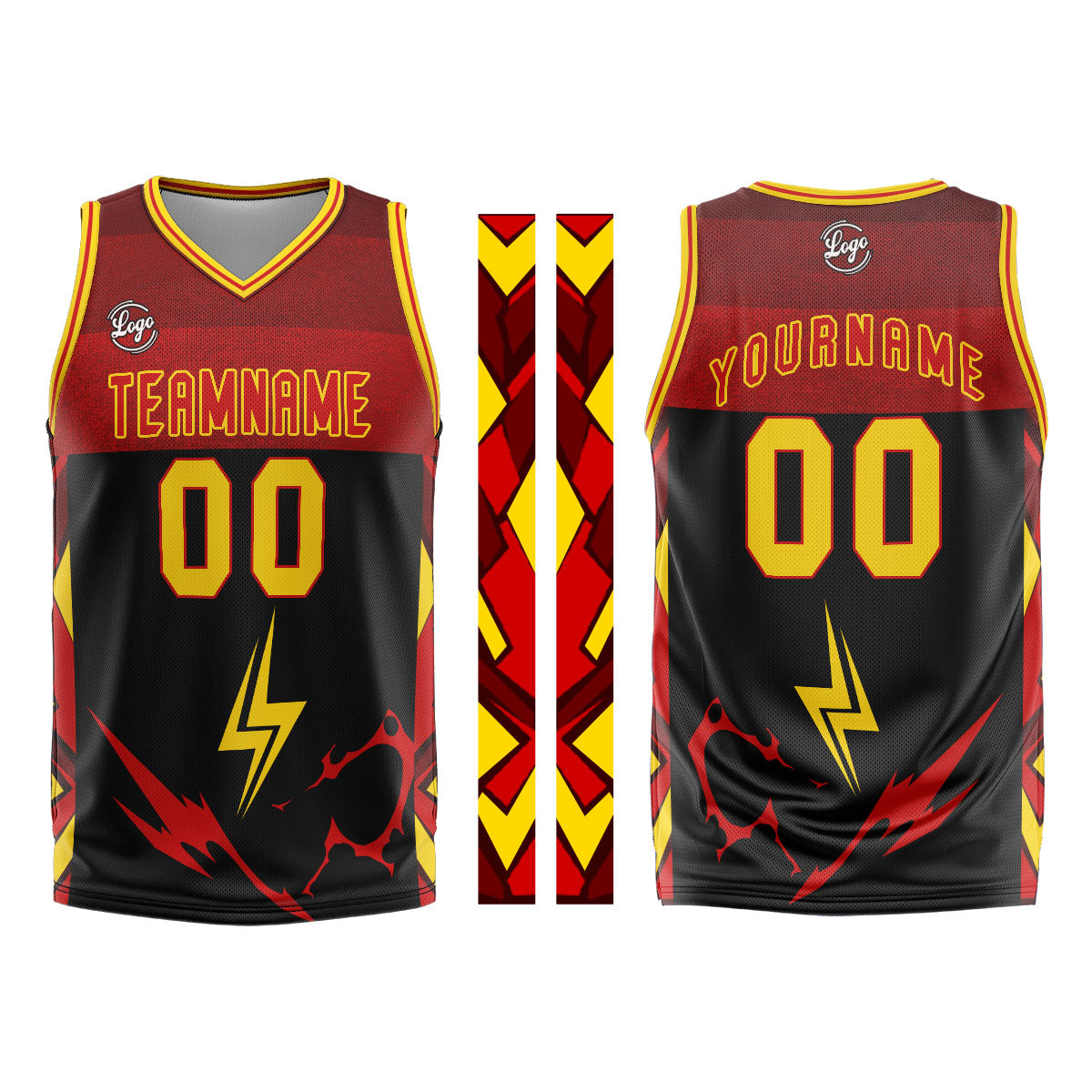 Custom Black Red Yellow Basketball Jersey Uniform Suit Printed Your Logo Name Number