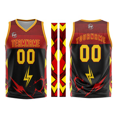 Custom Black Red Yellow Basketball Jersey Uniform Suit Printed Your Logo Name Number