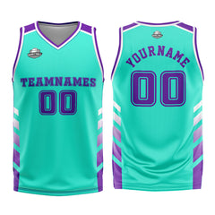 Custom Cyan Purple Basketball Jersey Uniform Suit Printed Your Logo Name Number