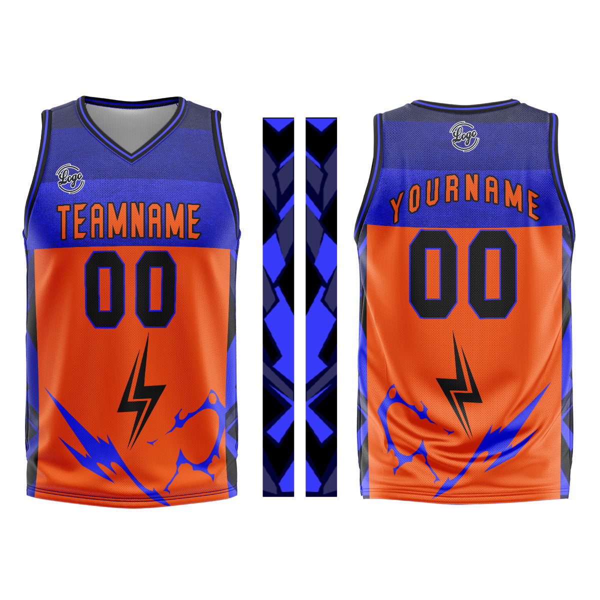 Custom Orange Blue Basketball Jersey Uniform Suit Printed Your Logo Name Number