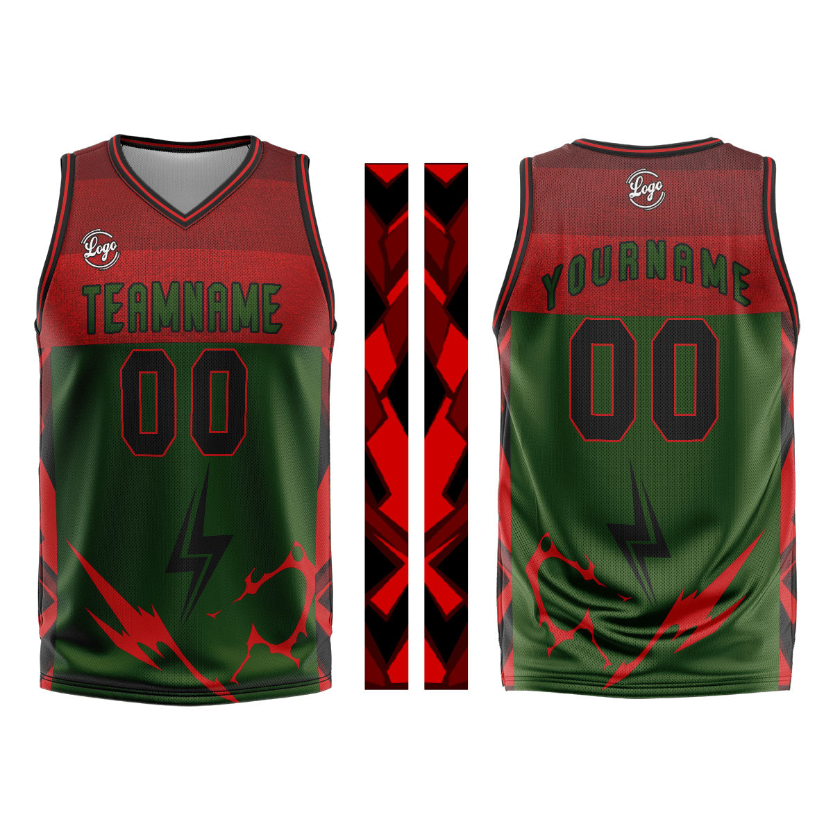 Custom Green Red Basketball Jersey Uniform Suit Printed Your Logo Name Number