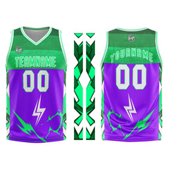 Custom Purple Green Basketball Jersey Uniform Suit Printed Your Logo Name Number