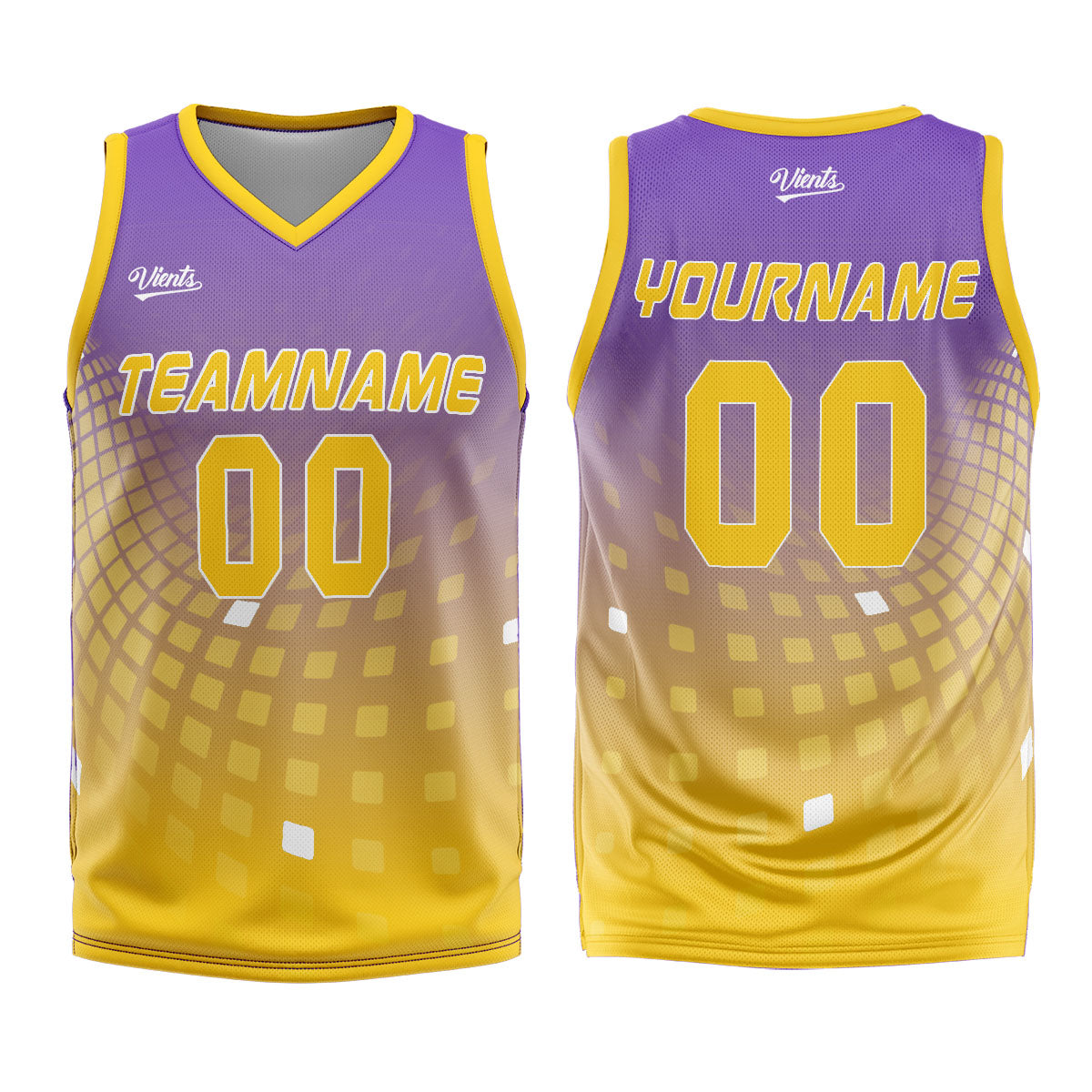 Custom Purple Yellow Basketball Jersey Uniform Suit Printed Your Logo Name Number