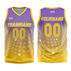 Custom Purple Yellow Basketball Jersey Uniform Suit Printed Your Logo Name Number