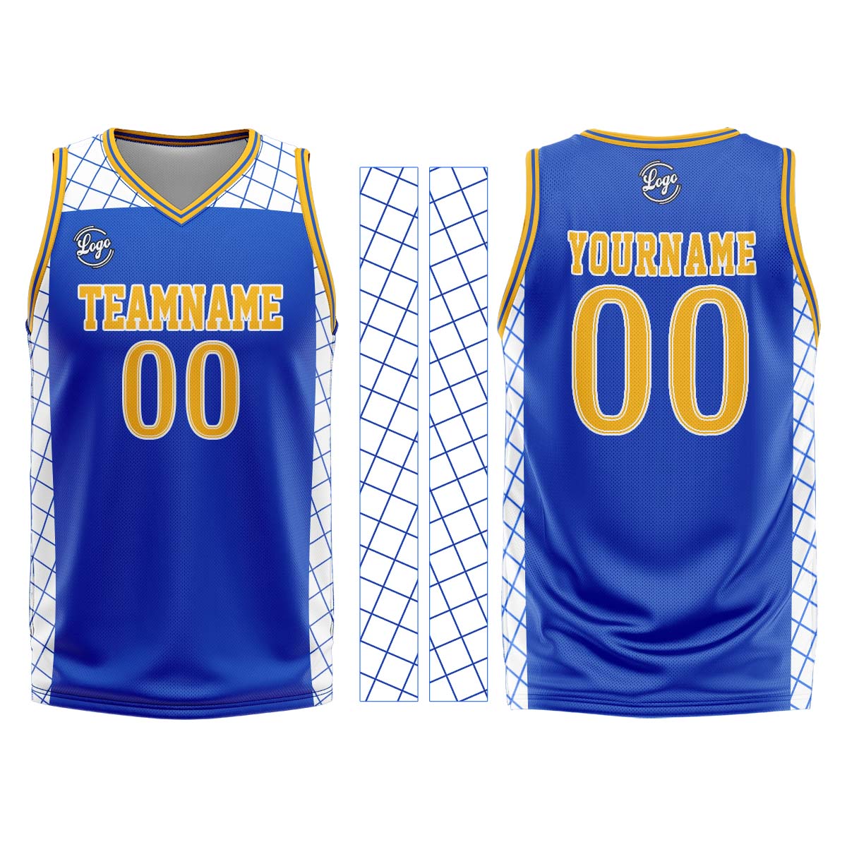 Custom Blue Yellow Basketball Jersey Uniform Suit Printed Your Logo Name Number