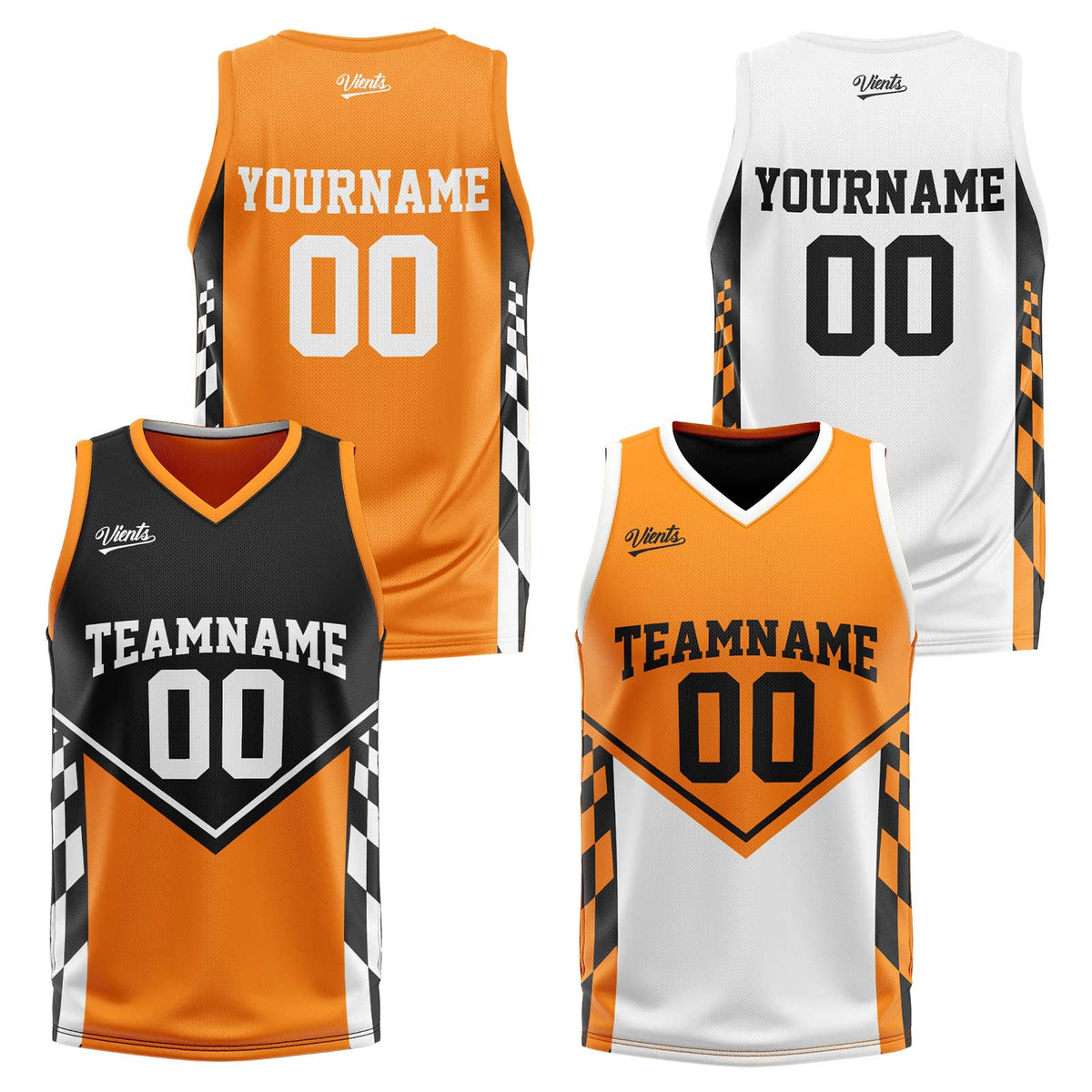 Custom Black Orange Reversible Basketball Suit for Adults and Kids Personalized Jersey