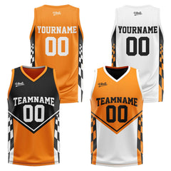 Custom Black Orange Reversible Basketball Suit for Adults and Kids Personalized Jersey