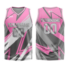 Custom Pink Grey Basketball Jersey Uniform Suit Printed Your Logo Name Number