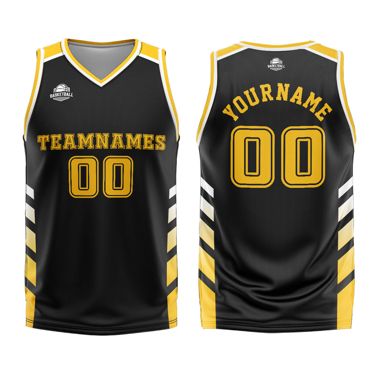 Custom Black Yellow Basketball Jersey Uniform Suit Printed Your Logo Name Number