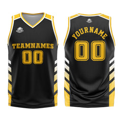 Custom Black Yellow Basketball Jersey Uniform Suit Printed Your Logo Name Number