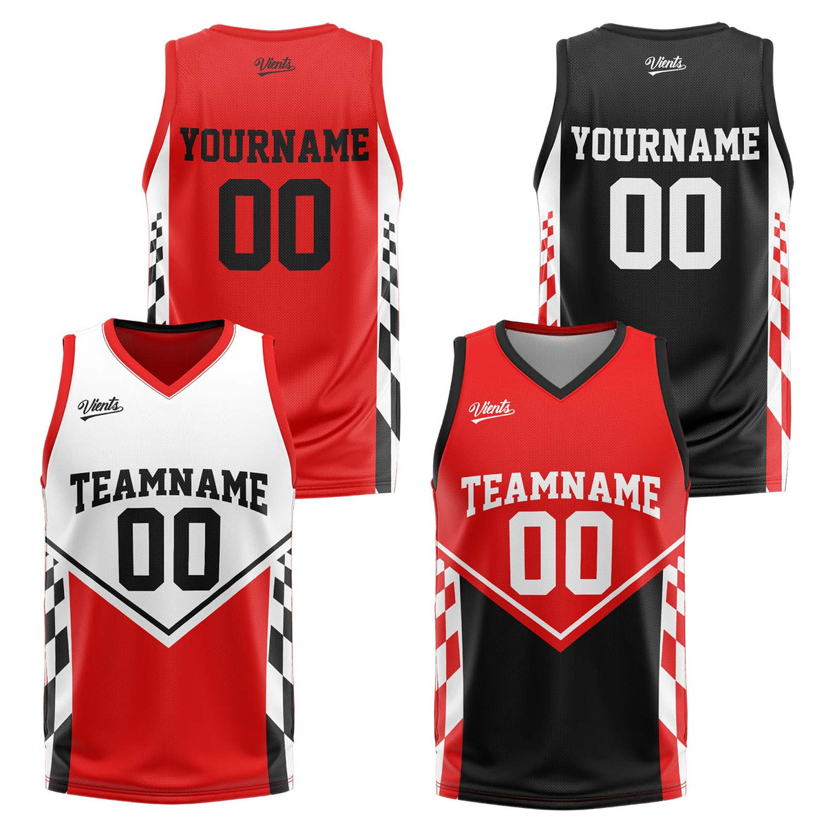 Custom Red Black Reversible Basketball Suit for Adults and Kids Personalized Jersey