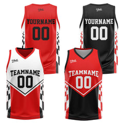 Custom Red Black Reversible Basketball Suit for Adults and Kids Personalized Jersey