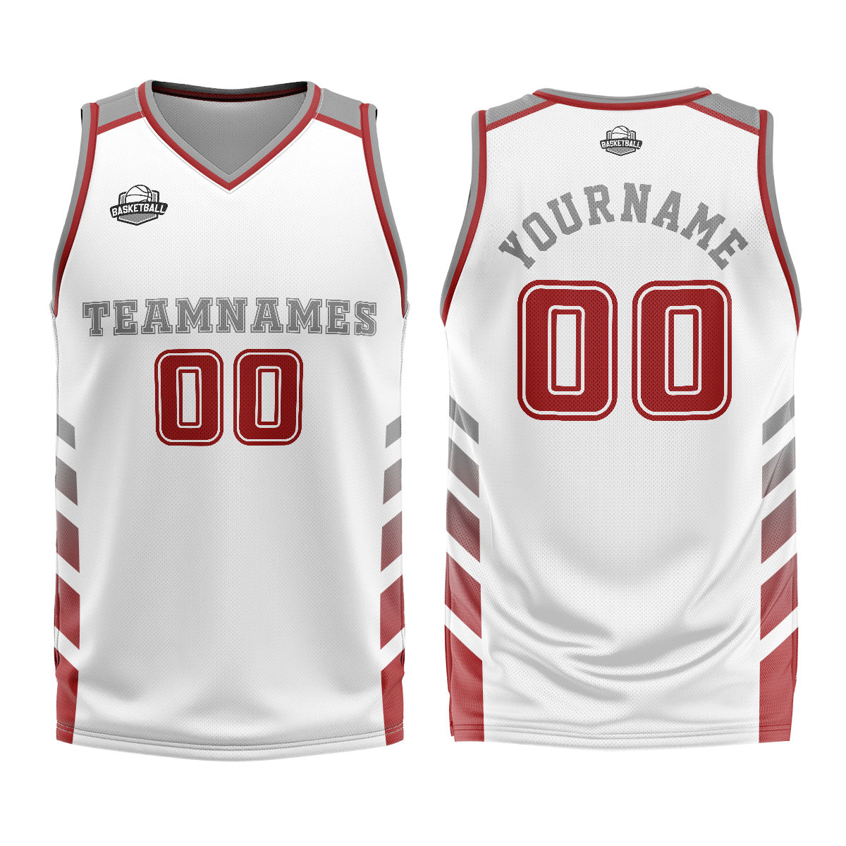 Custom White Red Basketball Jersey Uniform Suit Printed Your Logo Name Number