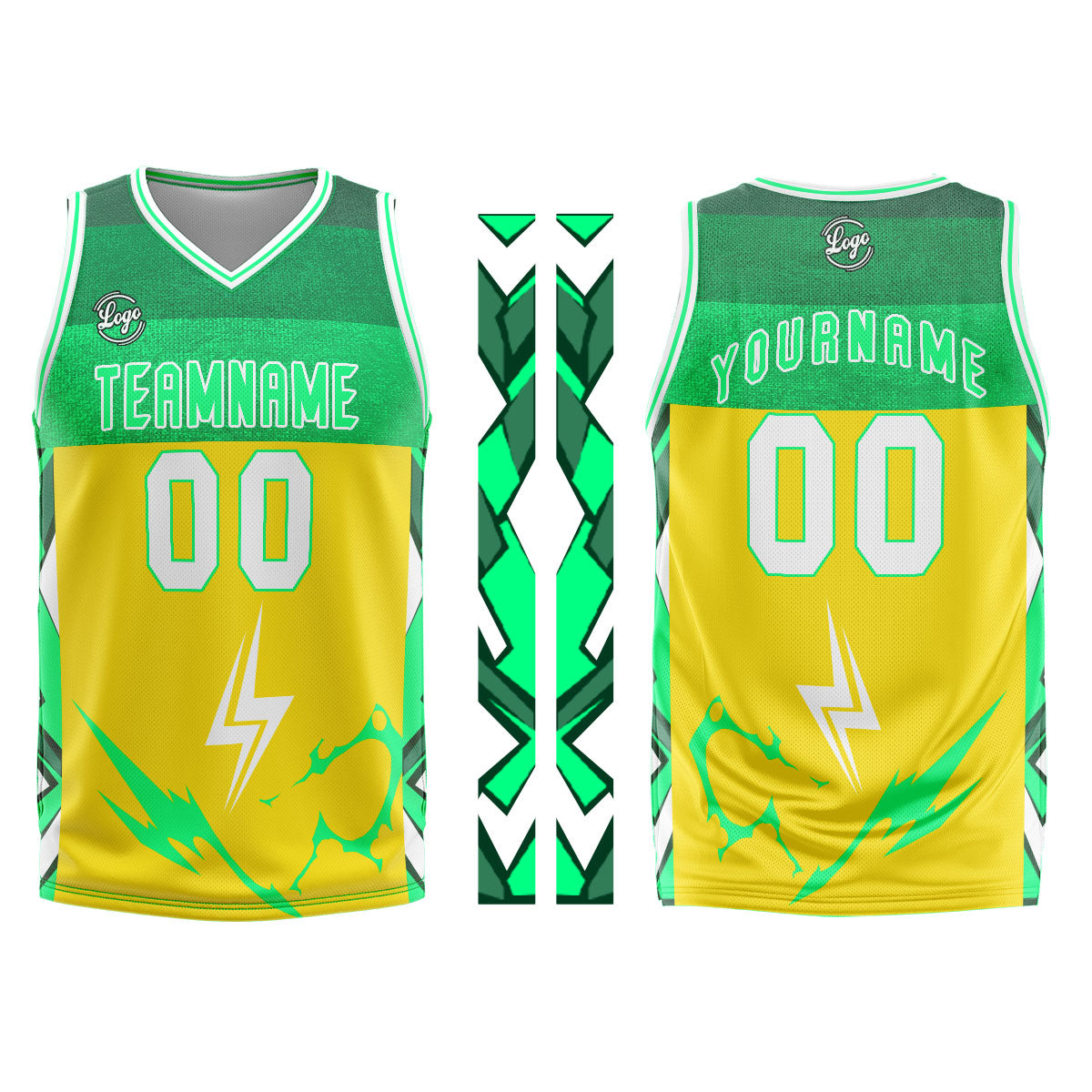 Custom Yellow Green Basketball Jersey Uniform Suit Printed Your Logo Name Number