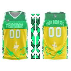 Custom Yellow Green Basketball Jersey Uniform Suit Printed Your Logo Name Number