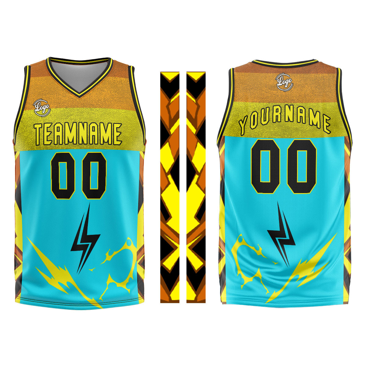 Custom Light Blue Yellow Basketball Jersey Uniform Suit Printed Your Logo Name Number