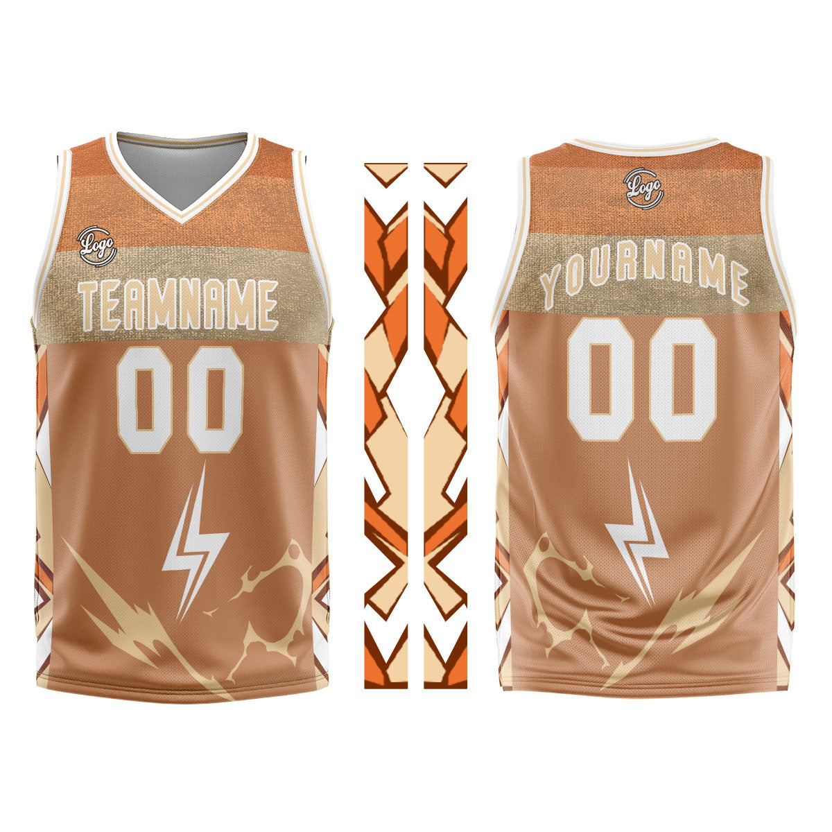 Custom Brown White Basketball Jersey Uniform Suit Printed Your Logo Name Number
