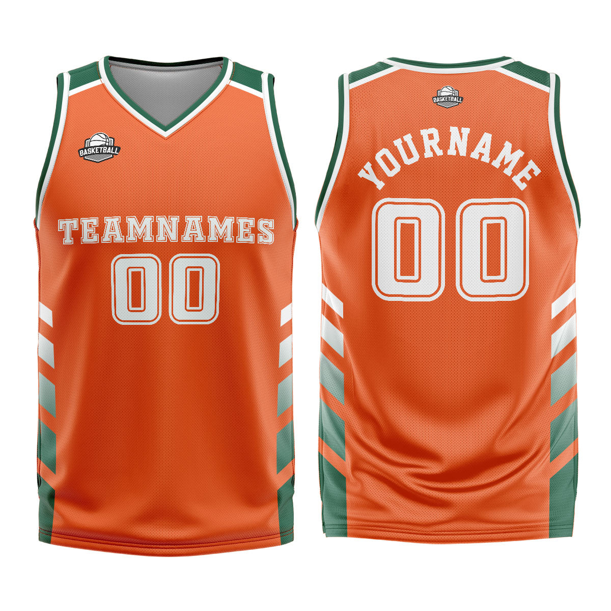 Custom Orange Green Basketball Jersey Uniform Suit Printed Your Logo Name Number