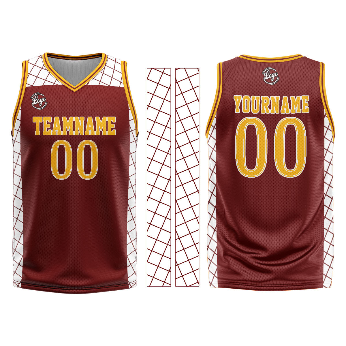 Custom Burgundy Yellow Basketball Jersey Uniform Suit Printed Your Logo Name Number