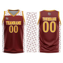 Custom Burgundy Yellow Basketball Jersey Uniform Suit Printed Your Logo Name Number