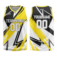 Custom Black Yellow Basketball Jersey Uniform Suit Printed Your Logo Name Number