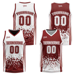 Custom Burgundy White Reversible Basketball Suit for Adults and Kids Personalized Jersey