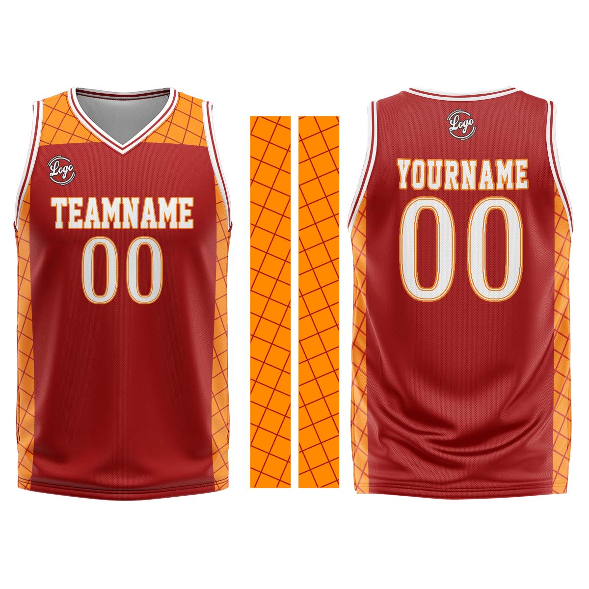 Custom Red Orange Basketball Jersey Uniform Suit Printed Your Logo Name Number