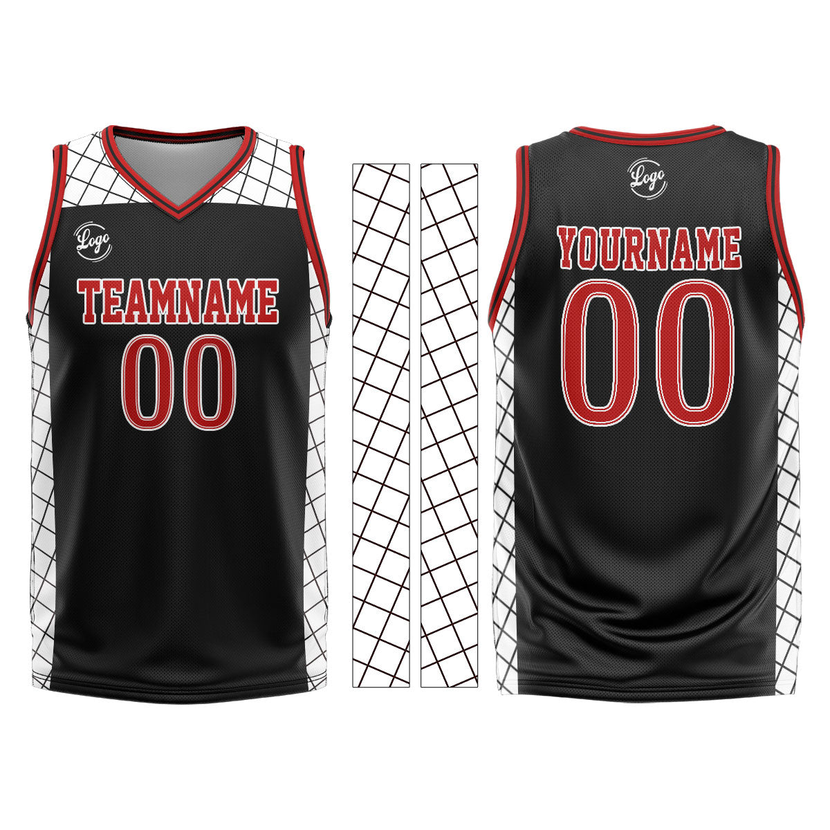 Custom Black Red Basketball Jersey Uniform Suit Printed Your Logo Name Number