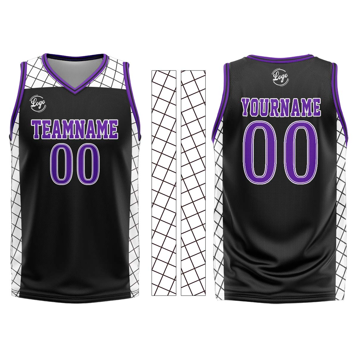 Custom Black Purple Basketball Jersey Uniform Suit Printed Your Logo Name Number
