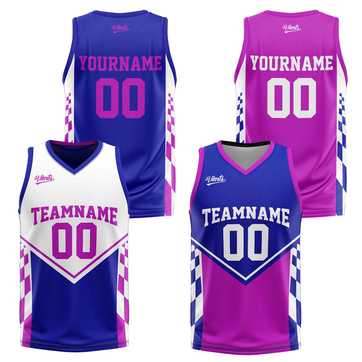 Custom Blue Purple Reversible Basketball Suit for Adults and Kids Personalized Jersey
