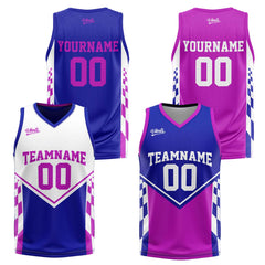 Custom Blue Purple Reversible Basketball Suit for Adults and Kids Personalized Jersey