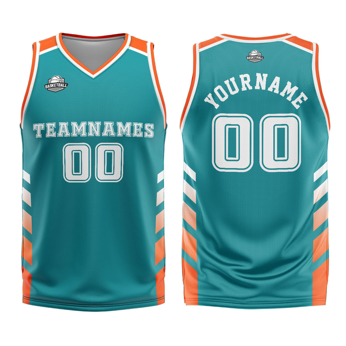 Custom Cyan Orange Basketball Jersey Uniform Suit Printed Your Logo Name Number