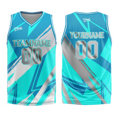Custom Cyan Grey Basketball Jersey Uniform Suit Printed Your Logo Name Number