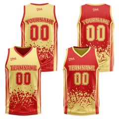 Custom Red Yellow Reversible Basketball Suit for Adults and Kids Personalized Jersey