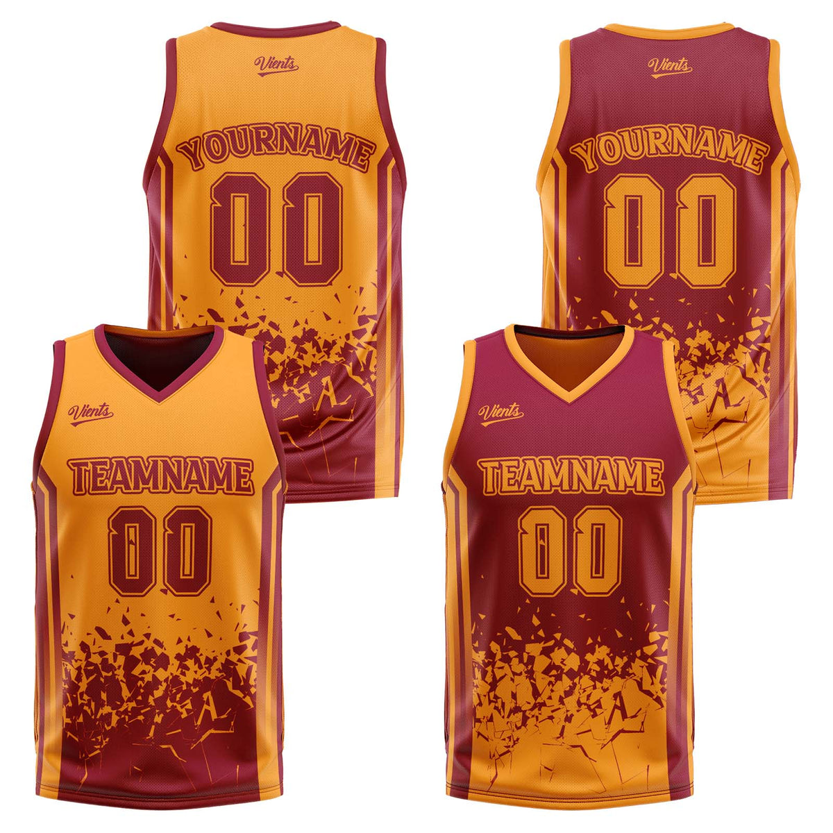 Custom Burgundy Orange Reversible Basketball Suit for Adults and Kids Personalized Jersey
