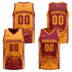 Custom Burgundy Orange Reversible Basketball Suit for Adults and Kids Personalized Jersey