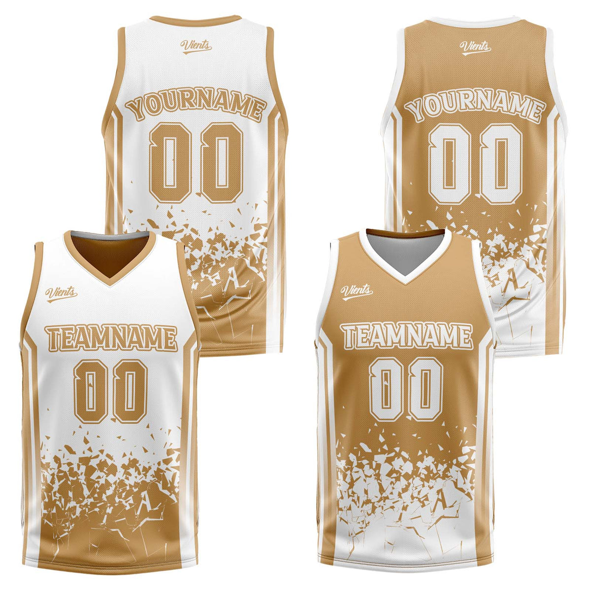Custom Brown White Reversible Basketball Suit for Adults and Kids Personalized Jersey