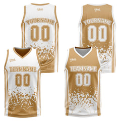Custom Brown White Reversible Basketball Suit for Adults and Kids Personalized Jersey