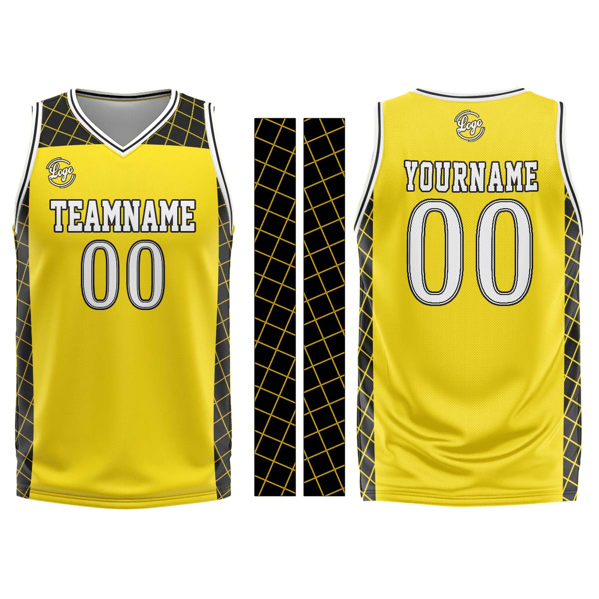 Custom Yellow Black Basketball Jersey Uniform Suit Printed Your Logo Name Number