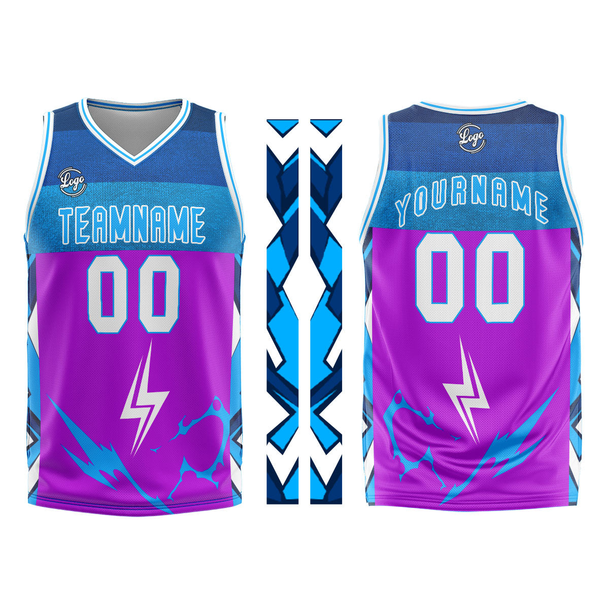 Custom Purple Blue Basketball Jersey Uniform Suit Printed Your Logo Name Number