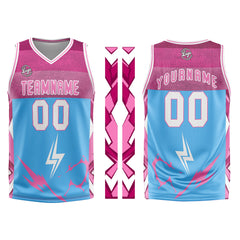Custom Blue Pink Basketball Jersey Uniform Suit Printed Your Logo Name Number