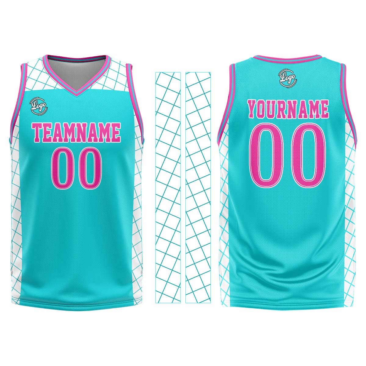 Custom Cyan Pink Basketball Jersey Uniform Suit Printed Your Logo Name Number