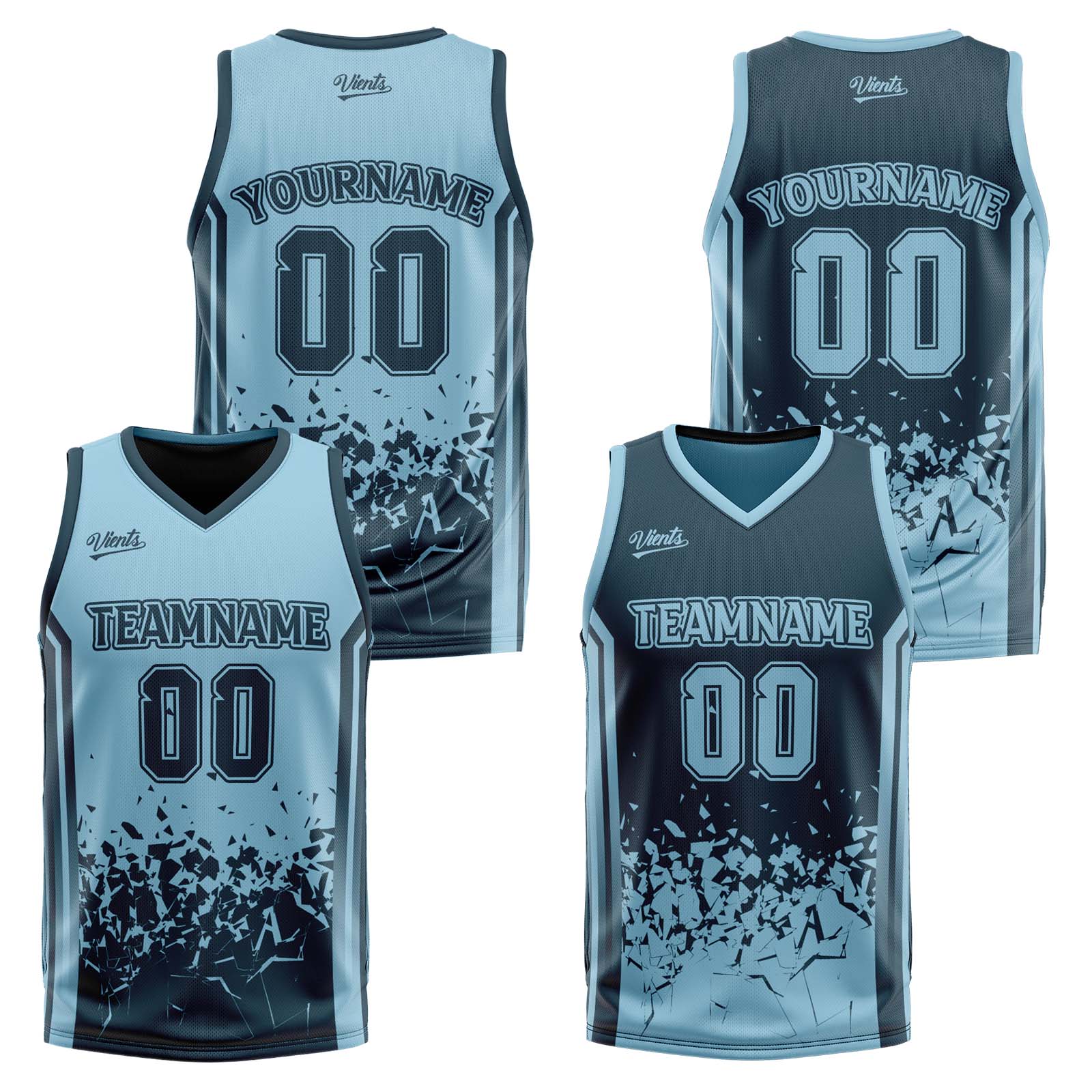 Custom Navy Blue Reversible Basketball Suit for Adults and Kids Personalized Jersey