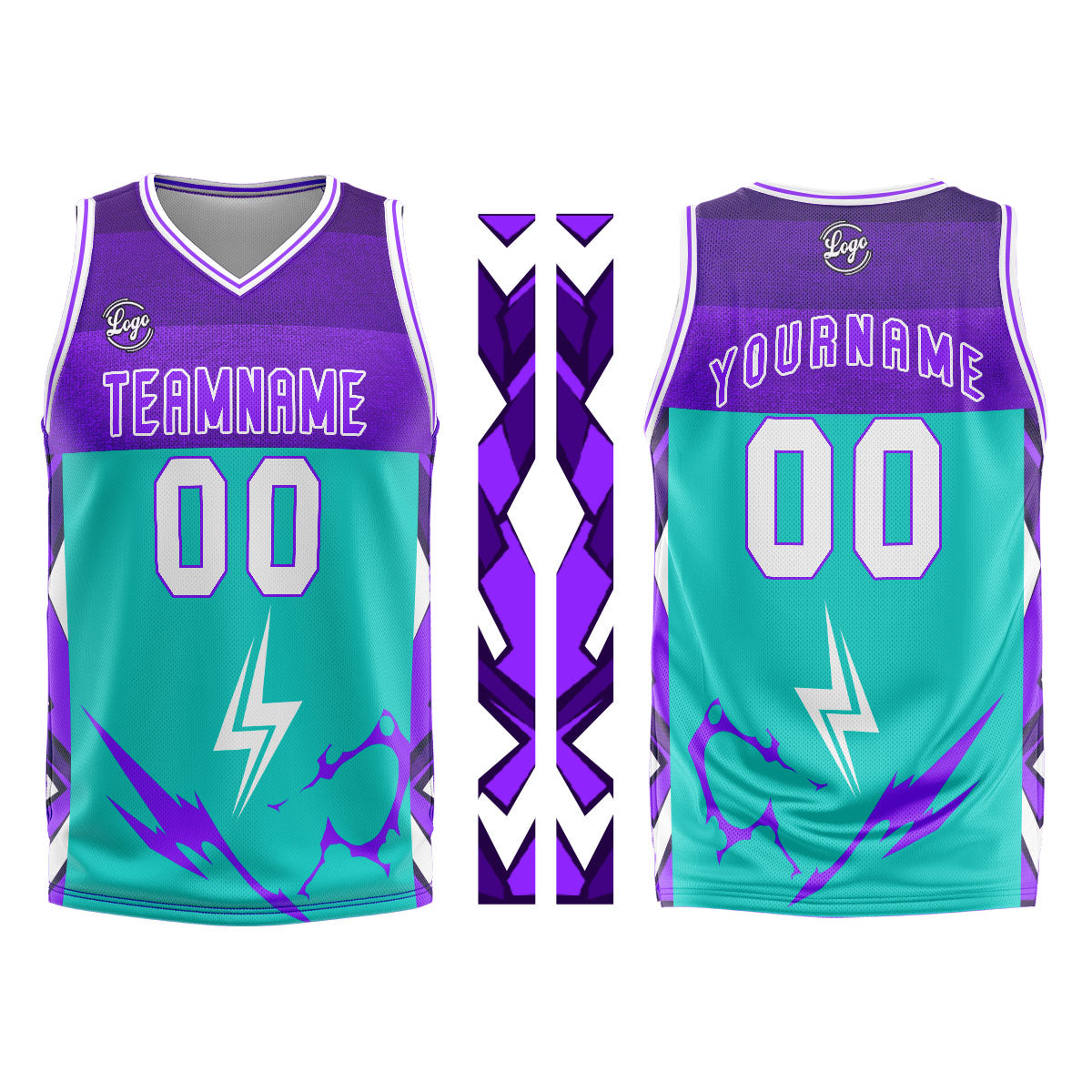 Custom Cyan Purple Basketball Jersey Uniform Suit Printed Your Logo Name Number