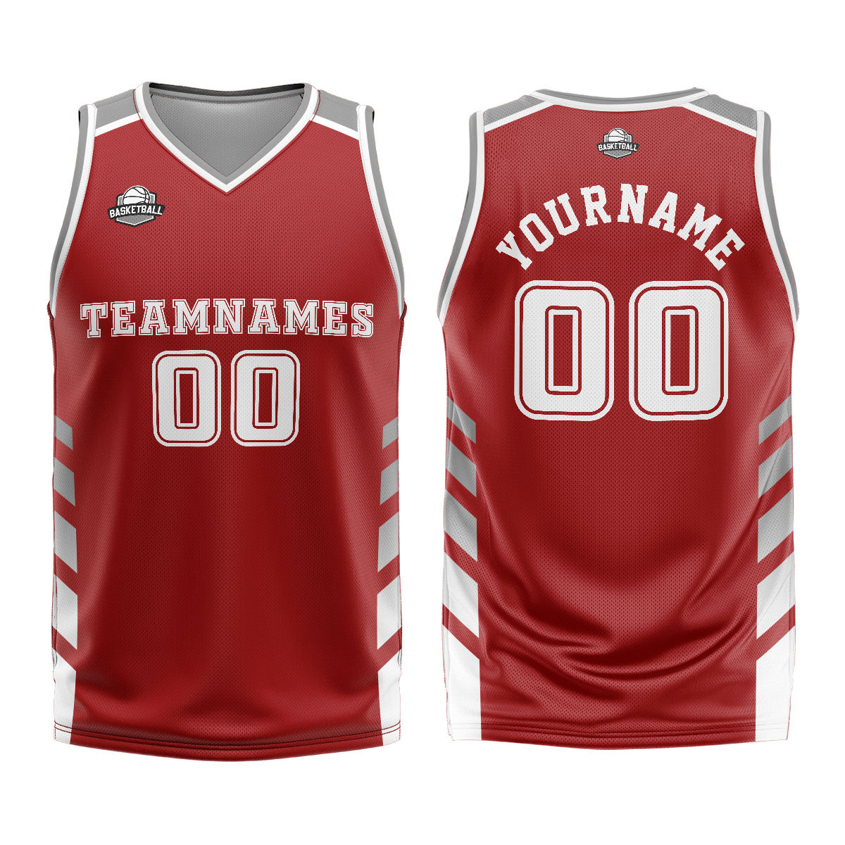 Custom Red Grey Basketball Jersey Uniform Suit Printed Your Logo Name Number