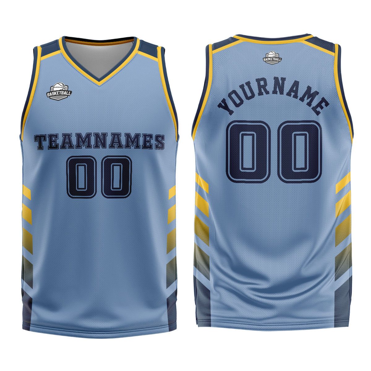 Custom Blue Yellow Basketball Jersey Uniform Suit Printed Your Logo Name Number