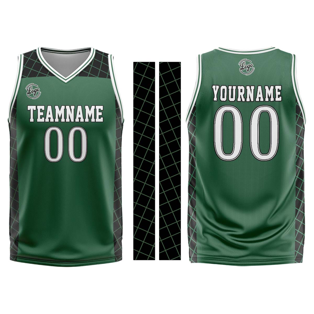 Custom Green Black Basketball Jersey Uniform Suit Printed Your Logo Name Number